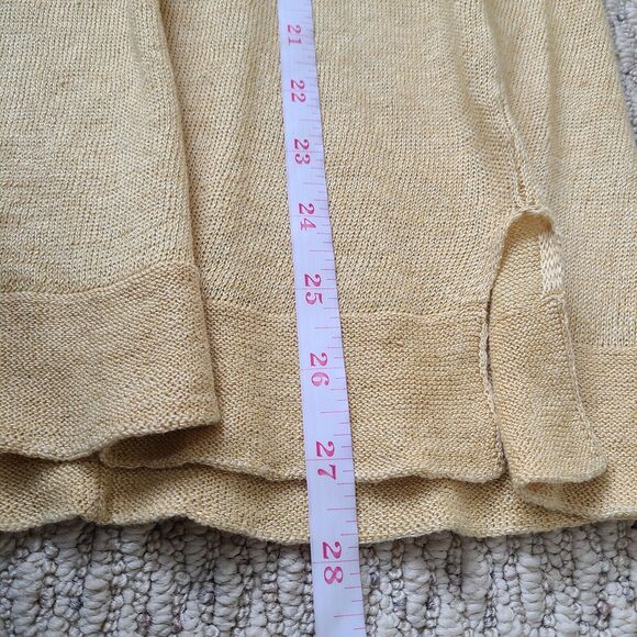 Eileen Fisher Women 100% Linen Sweater Small Yellow Beachy Open Knit Lightweight - Picture 8 of 9